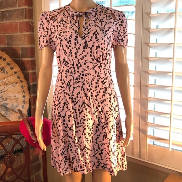 NWT Maje pink silk dress 2 4 6 pin up 40’s retro - Picture 3 of 8